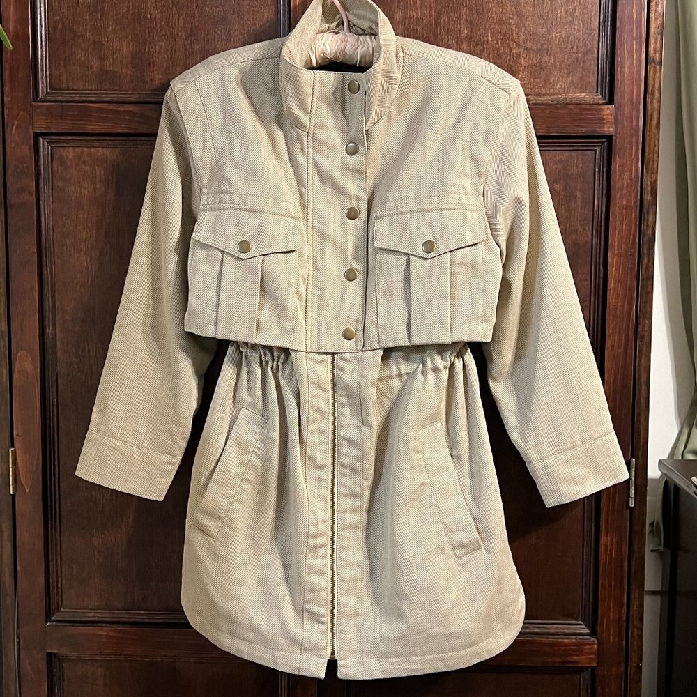 BANANA REPUBLIC HERRINGBONE UTILITY JACKET PETITE M